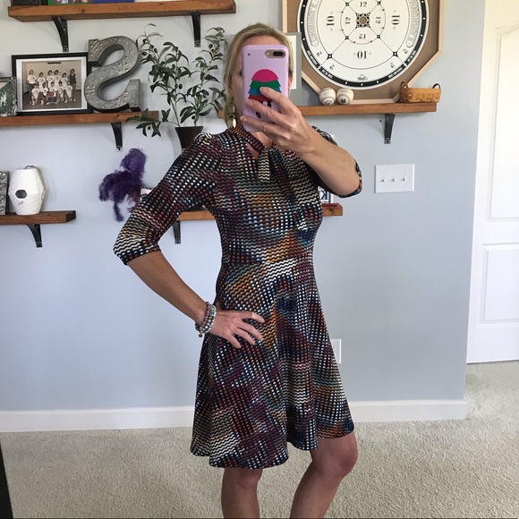 Multi Color Neck Tie Dress - Picture 3 of 7